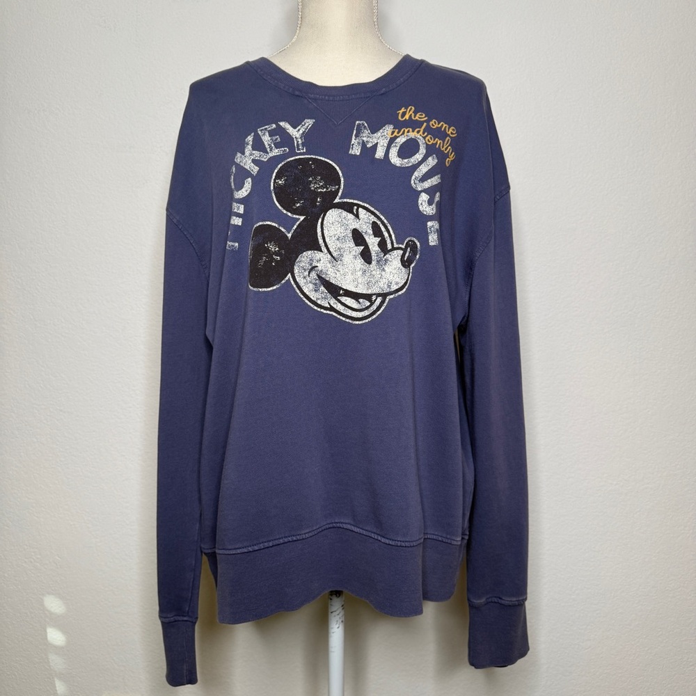 Disney Mickey Mouse Vintage Style Blue Cotton Graphic Sweatshirt Size M